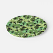 Cricket Floral Pattern Green and Black Papieren Bordje (Gekanteld)