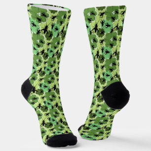 Cricket Floral Pattern Green and Black Sokken