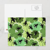 Cricket Floral Pattern Green + Black Briefkaart (Voorkant / Achterkant)