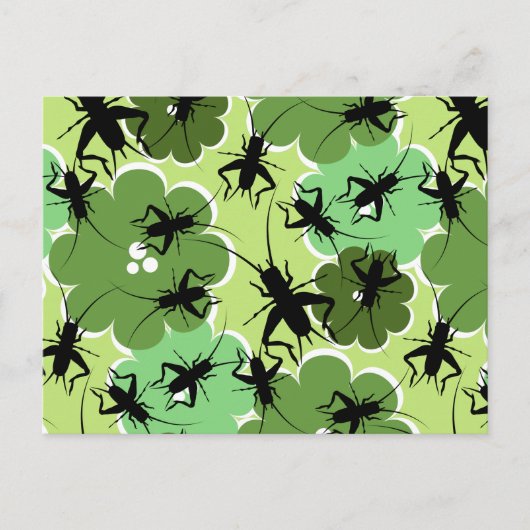 Cricket Floral Pattern Green + Black Briefkaart (Voorkant)