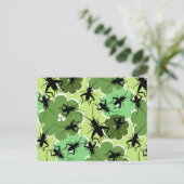 Cricket Floral Pattern Green + Black Briefkaart (Staand voorkant)