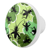 Cricket Floral Pattern Green + Black Keramische Knop (Rechts)