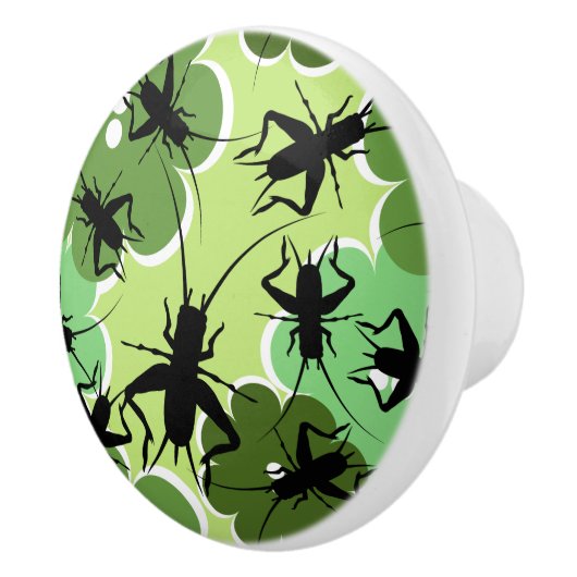 Cricket Floral Pattern Green + Black Keramische Knop (Rechts)