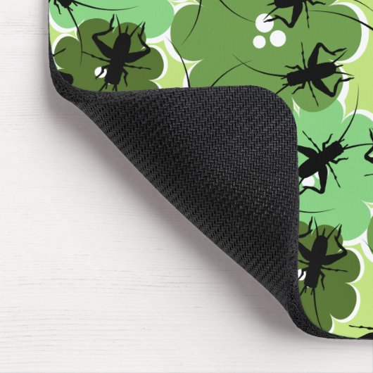 Cricket Floral Pattern Green + Black Muismat (Hoek)
