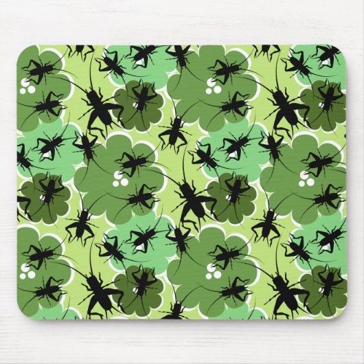 Cricket Floral Pattern Green + Black Muismat (Voorkant)
