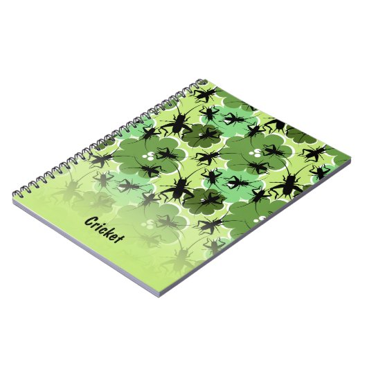 Cricket Floral Pattern Green + Black Notitieboek (Linkerzijde)