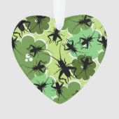 Cricket Floral Pattern Green + Black Ornament (voorkant)