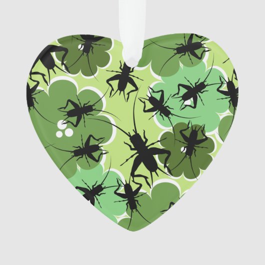 Cricket Floral Pattern Green + Black Ornament (voorkant)