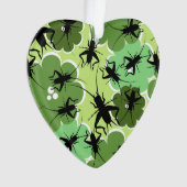 Cricket Floral Pattern Green + Black Ornament (voorkant)
