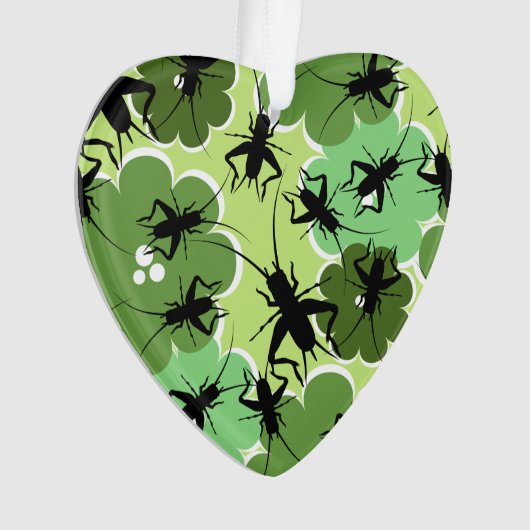 Cricket Floral Pattern Green + Black Ornament (voorkant)