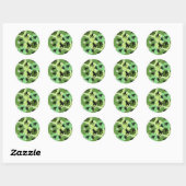 Cricket Floral Pattern Green + Black Ronde Sticker (Vel)