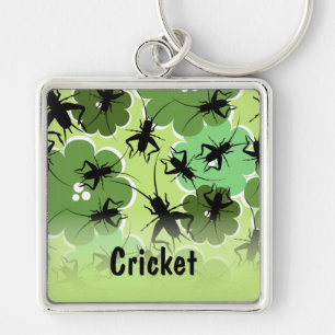 Cricket Floral Pattern Green + Black Sleutelhanger