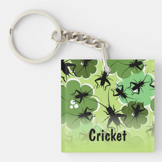 Cricket Floral Pattern Green + Black Sleutelhanger (Voorkant)