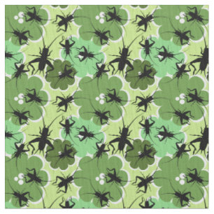 Cricket Floral Pattern Green + Black Stof