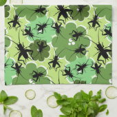Cricket Floral Pattern Green + Black Theedoek (Gevouwen)
