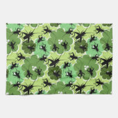 Cricket Floral Pattern Green + Black Theedoek (Horizontaal)