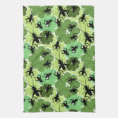 Cricket Floral Pattern Green + Black Theedoek (Verticaal)