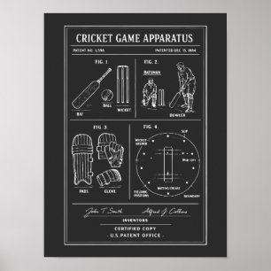 Cricket Game blauwdruk Poster