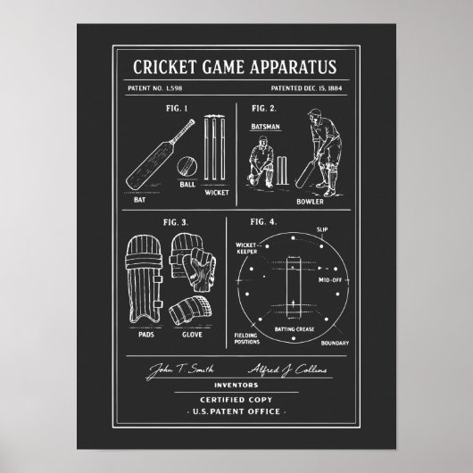 Cricket Game blauwdruk Poster (Voorkant)