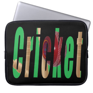 Cricket Game Logo, 15 inch laptophoesje Laptop Sleeve