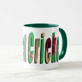 Cricket Game Logo, Green Combo Coffee Mok. Mok (Voorkant rechts)