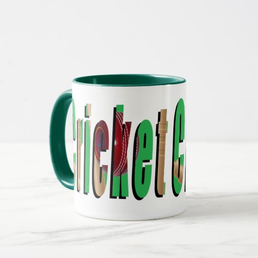 Cricket Game Logo, Green Combo Coffee Mok. Mok (Voorkant links)