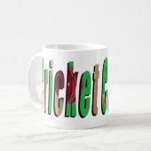 Cricket Game Logo, Mok witte koffie. (Voorkant links)