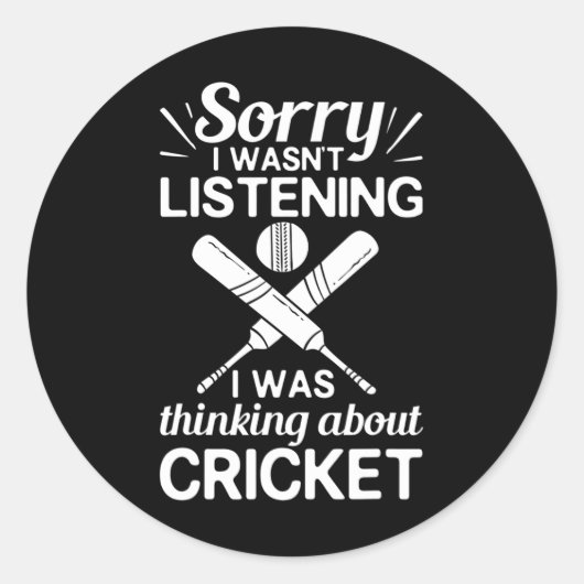 Cricket Game Player Ll T Coach Cricketer  Ronde Sticker (Voorkant)