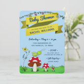 Cricket Garden Glitter Thema Blauw Baby shower Kaa Kaart (Staand voorkant)