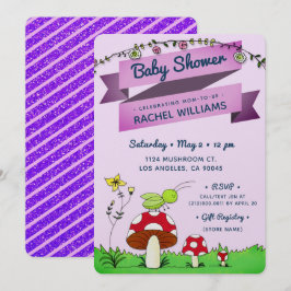 Cricket Garden Sparkle Paars Baby shower Card Kaart