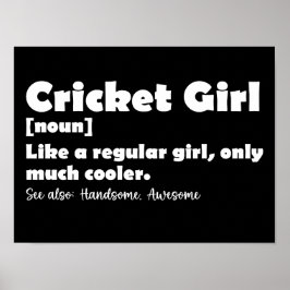 Cricket Girl Definitie Grappige Cricket Liefhebber Poster