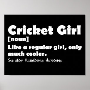 Cricket Girl Definitie Grappige Cricket Liefhebber Poster