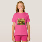 Cricket Gold Emblem Sport Inspired Girls Tee T-shirt (Voorkant volledig)