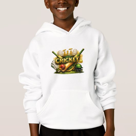 Cricket Gold Emblem Sport Inspired Kids Pullover H (Voorkant)