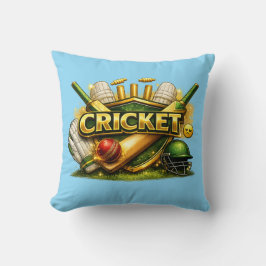 Cricket Gold Emblem Sport Inspired Throw Pillow Kussen