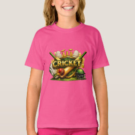 Cricket Gouden Embleem Sport Geïnspireerd Meisjes T-shirt