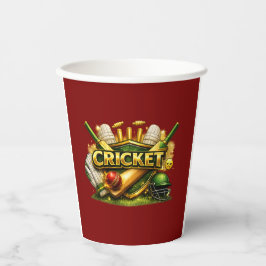 Cricket Gouden Embleem Sport Geïnspireerde 8oz Pap Papieren Bekers