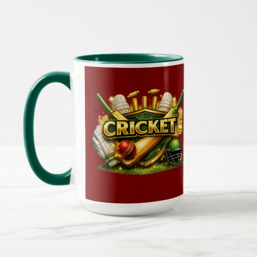 Cricket Gouden Embleem Sport Geïnspireerde Combo M Mok (Links)