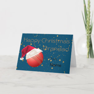 Cricket Grandad Sports Christmas Personalized Feestdagen Kaart