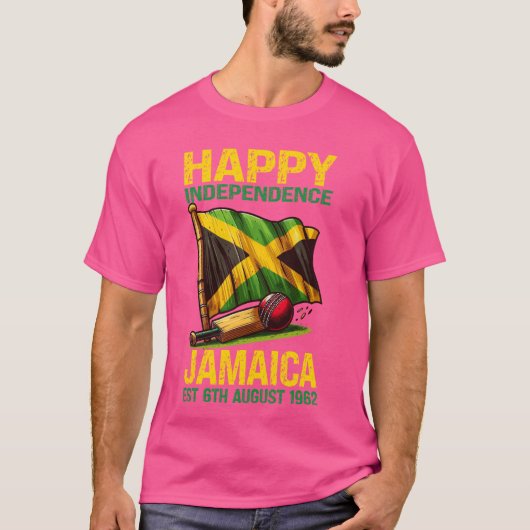 Cricket, Happy Independence Day Jamaica Est. 6e A T-shirt (Voorkant)