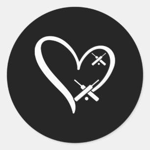 Cricket Hart Cricketend Cricket Speler Cricket Hij Ronde Sticker