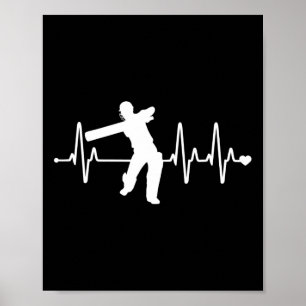 Cricket Hartslag - Grappige Cricketspeler Poster