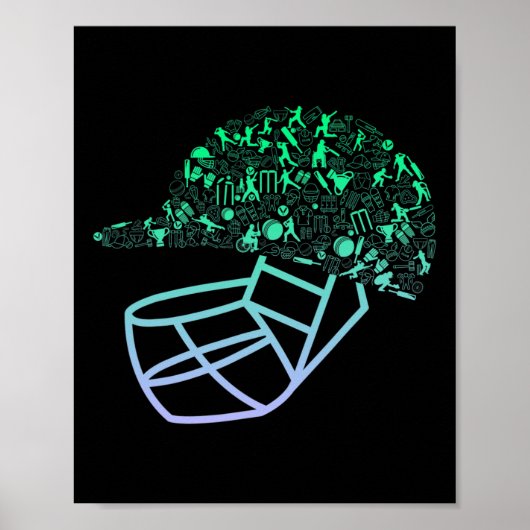 Cricket Helmet For Cricketer Boys Cricket  Poster (Voorkant)