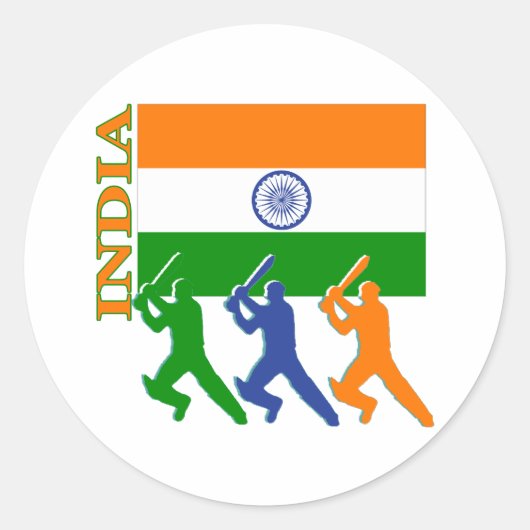 Cricket India Ronde Sticker (Voorkant)