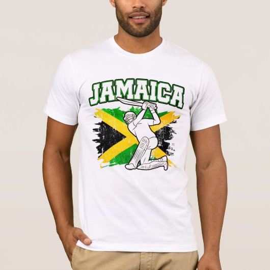  Cricket Jamaica Vlag Jamaicaans T-shirt (Voorkant)