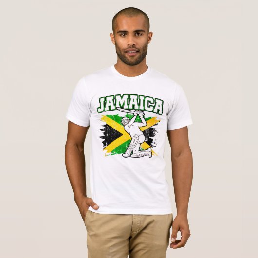 Cricket Jamaica Vlag Jamaicaans T-shirt (Voorkant volledig)