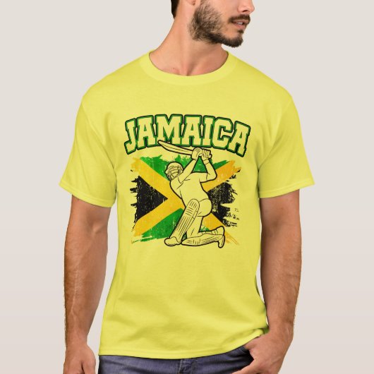 Cricket Jamaica Vlag Jamaicaans T-shirt (Voorkant)