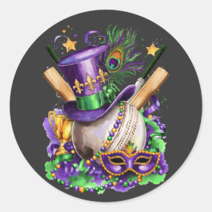 Cricket kostuum opwinding op Mardi Gras Festival. Ronde Sticker