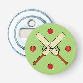 Cricket Kruisende vleermuizen gepersonaliseerd gro Button Flesopener