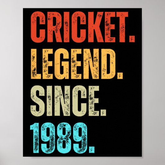 Cricket Legend Since 1989 Retro Birthday Poster (Voorkant)